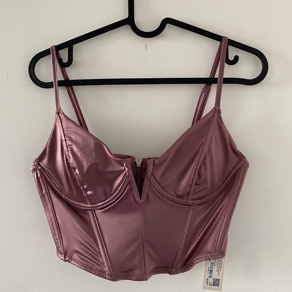 NWT: Garage Mauve Size Small Cropped Bustier Top